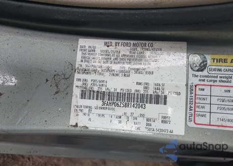 2008 Ford Fusion S from USA, damaged, VIN 3FAHP06Z58R142043